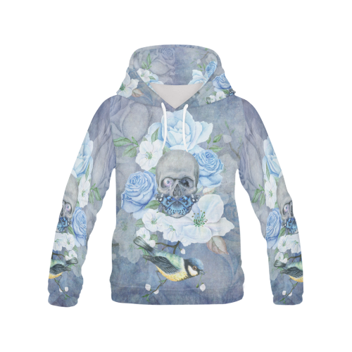 Gothic Skull With Butterfly All Over Print Hoodie for Men (USA Size) (Model H13)