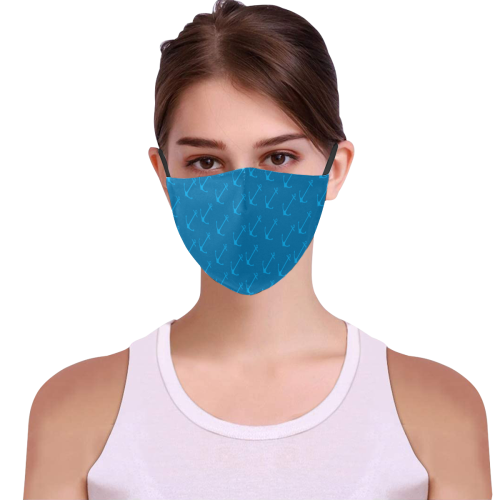 Sail Away Anchors Pattern Summer Gift 3D Mouth Mask with Drawstring (60 Filters Included) (Model M04) (Non-medical Products)