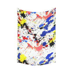 Blue and Red Paint Splatter Cotton Linen Wall Tapestry 60"x 90"