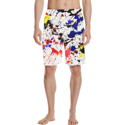 Blue & Red Paint Splatter Men's All Over Print Casual Shorts (Model L23)
