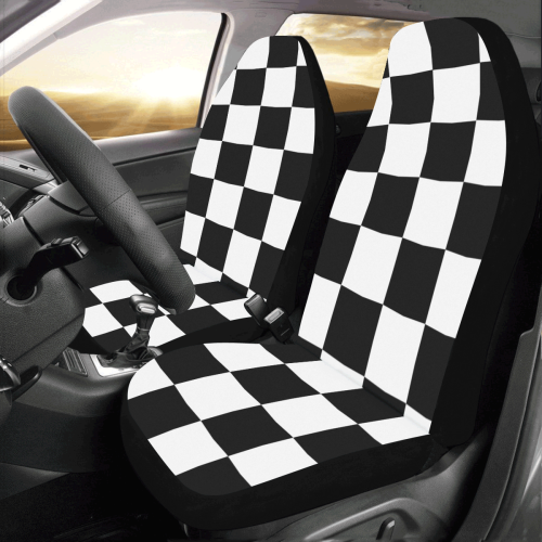 Black White Checkers Car Seat Covers (Set of 2)