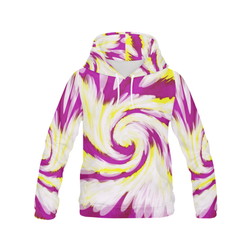 Pink Yellow Tie Dye Swirl Abstract All Over Print Hoodie for Men/Large Size (USA Size) (Model H13)