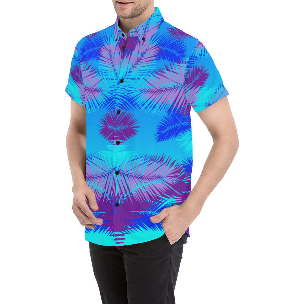Summer Island Men's All Over Print Short Sleeve Shirt/Large Size (Model T53)