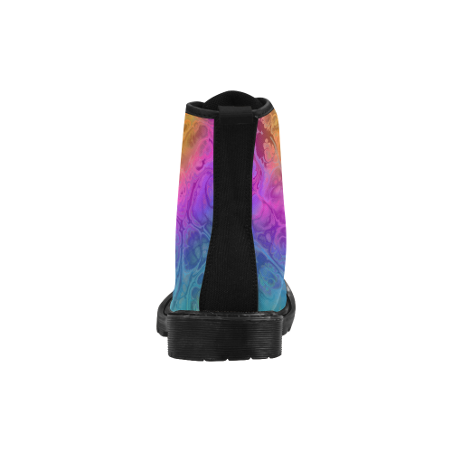 Fractal Batik ART - Hippie Rainbow Colors 1 Martin Boots for Men (Black) (Model 1203H)