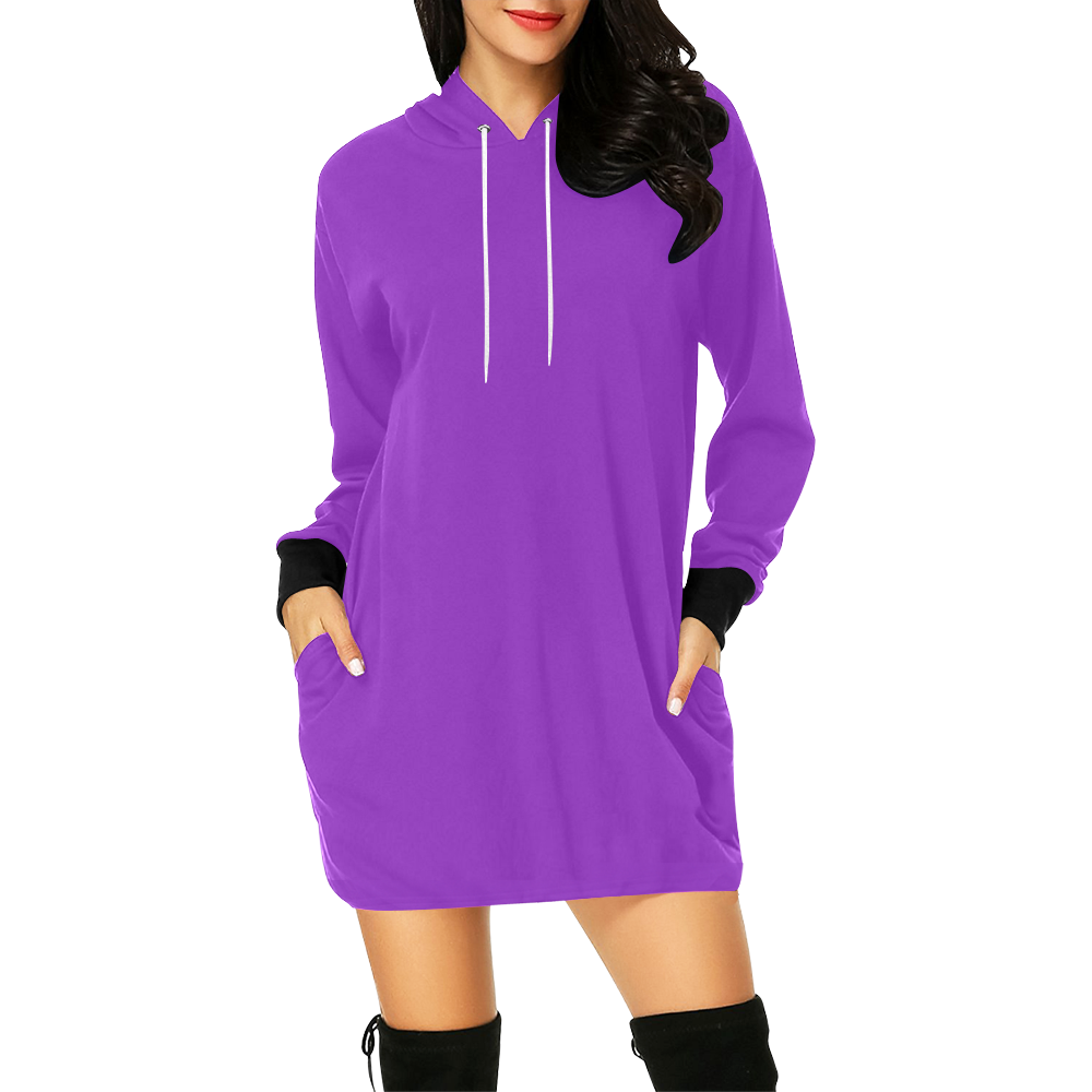 color dark orchid All Over Print Hoodie Mini Dress (Model H27)