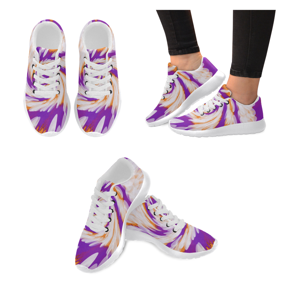 Purple Orange Tie Dye Swirl Abstract Women’s Running Shoes (Model 020)