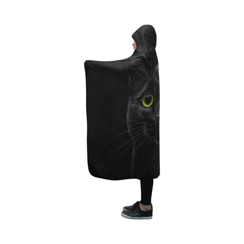 Black Cat Hooded Blanket 50''x40''