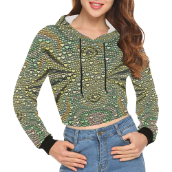 hearts everywhere E  by JamColors All Over Print Crop Hoodie for Women (Model H22)