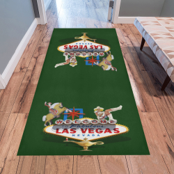 Las Vegas Welcome Sign on Green Area Rug 7'x3'3''