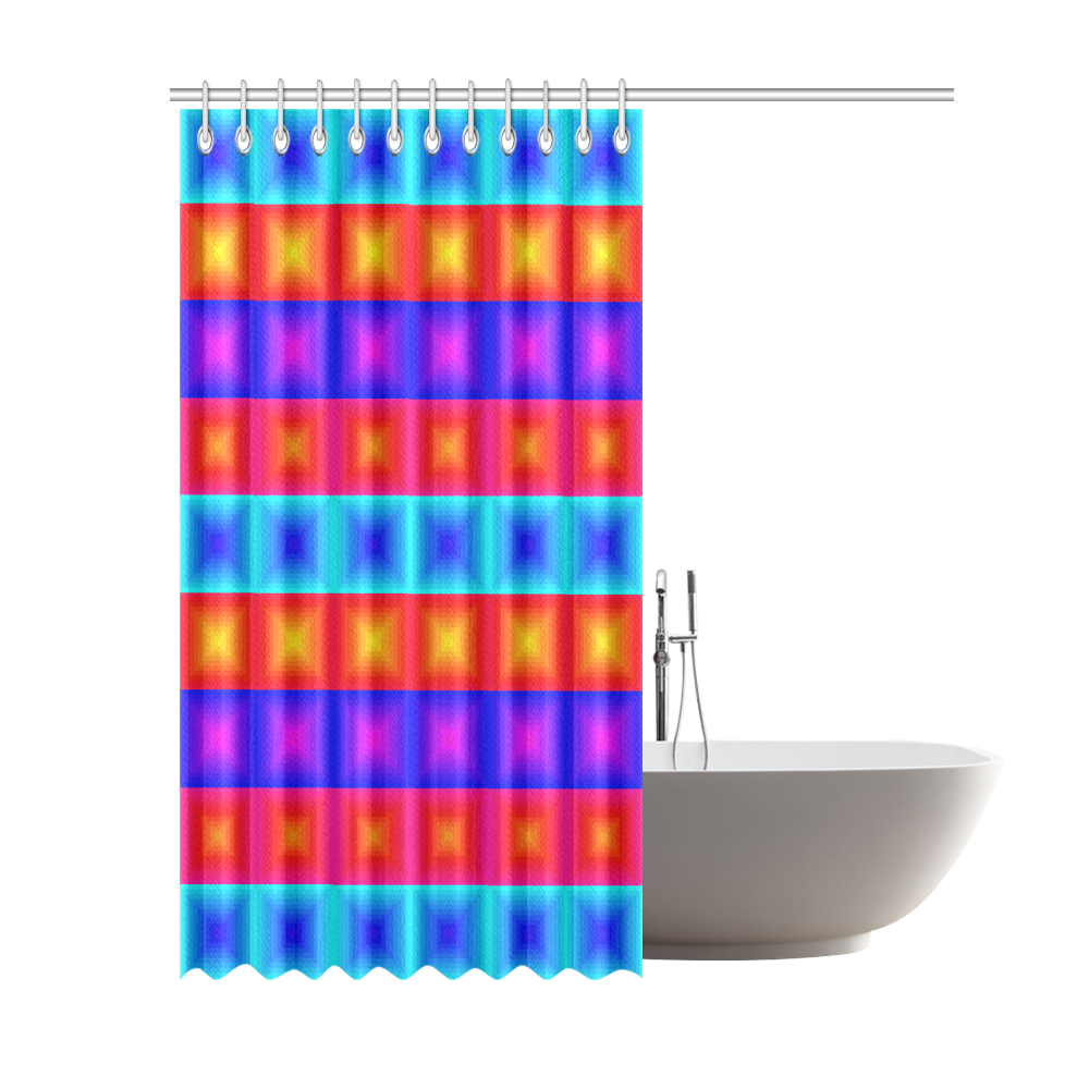 Red yellow blue orange multicolored multiple squares Shower Curtain 69"x84"