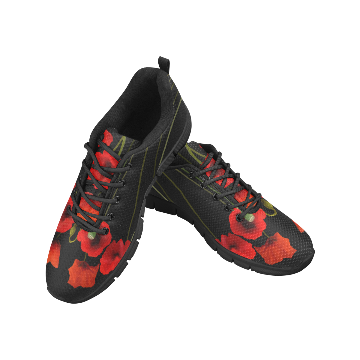 Poppies Floral Design Papaver somniferum Women's Breathable Running Shoes (Model 055)