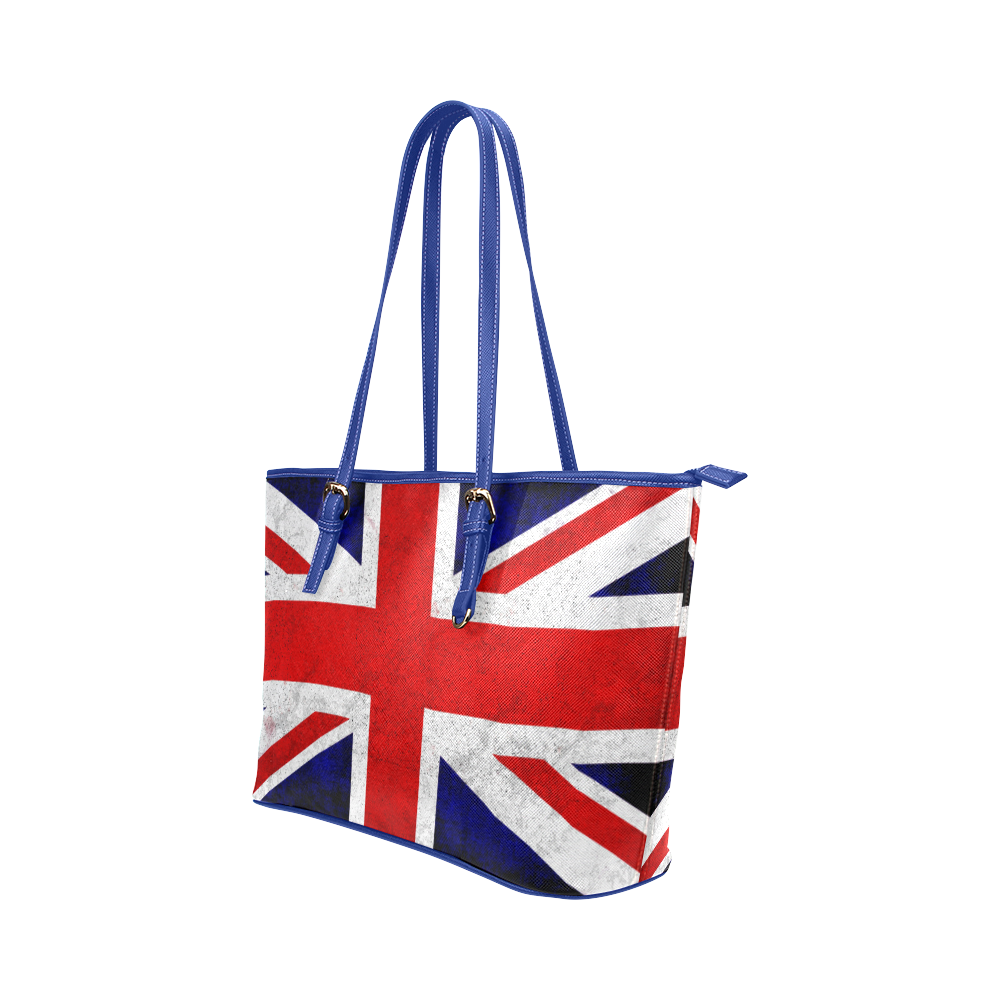 United Kingdom Union Jack Flag - Grunge 2 Leather Tote Bag/Large (Model 1651)