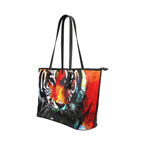 TIGER 12 Leather Tote Bag/Small (Model 1651)