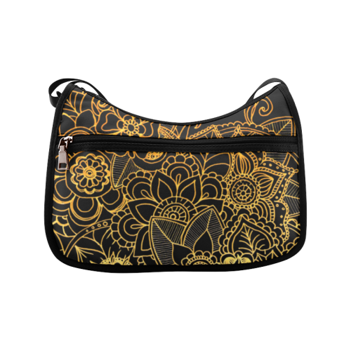 Floral Doodle Gold G523 Crossbody Bags (Model 1616)