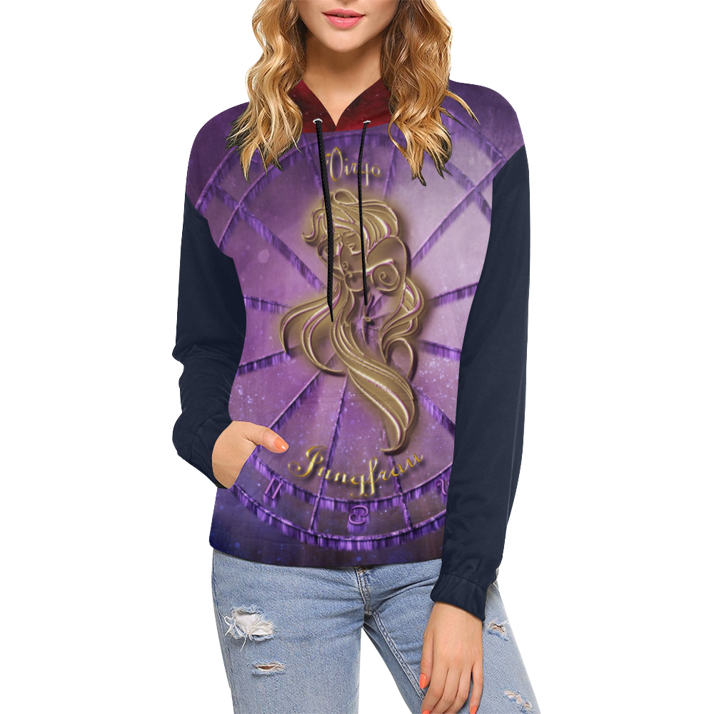 virgo purple All Over Print Hoodie for Women (USA Size) (Model H13)