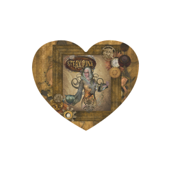 Steampunk lady with owl Heart-shaped Mousepad