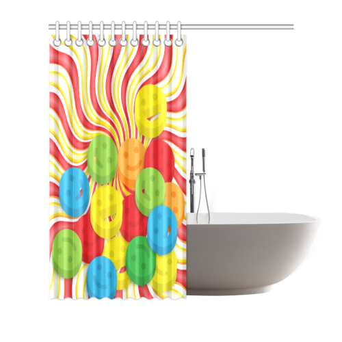 Rainbow Swirls Smiley Face Shower Curtain Shower Curtain 66"x72"