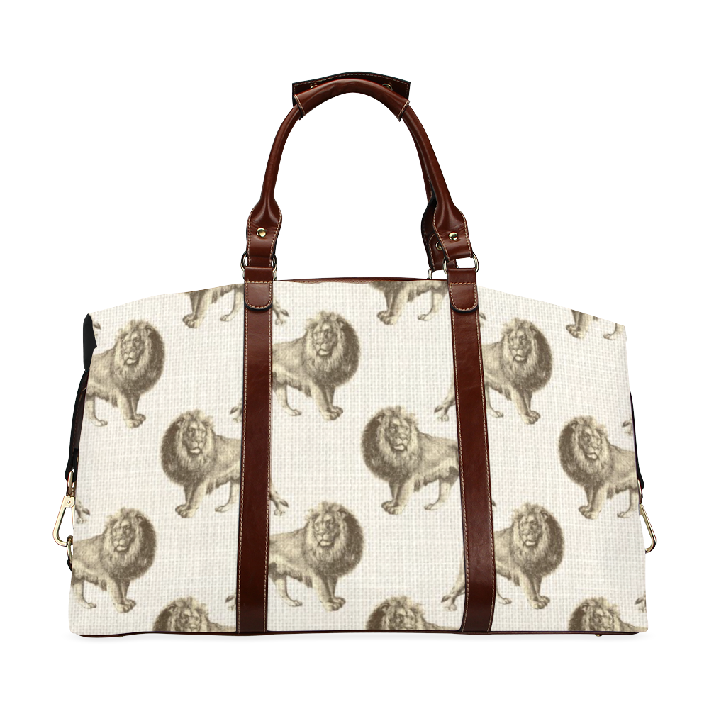 Linen Lion Animal Print Classic Travel Bag (Model 1643) Remake