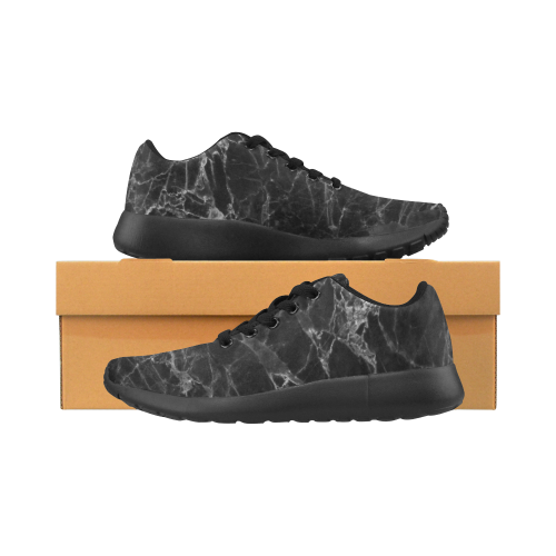 Marble Black Pattern Women’s Running Shoes (Model 020)