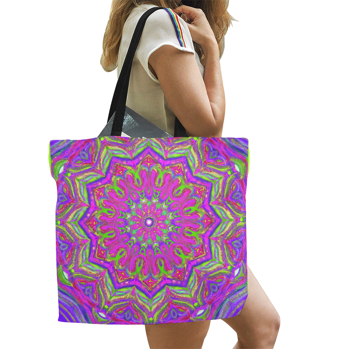 indian 9 All Over Print Canvas Tote Bag/Large (Model 1699)