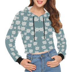 leaves on color ornate All Over Print Crop Hoodie for Women (Model H22)