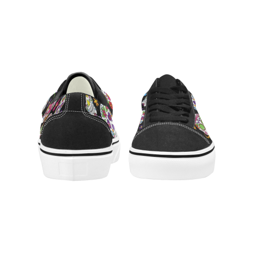 skate sugarskull Women's Low Top Skateboarding Shoes (Model E001-2)