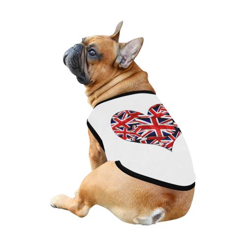 Union Jack British UK Flag Heart on White All Over Print Pet Tank Top