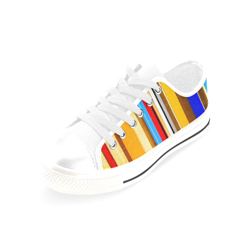 Colorful abstract pattern stripe art Men's Classic Canvas Shoes/Large Size (Model 018)