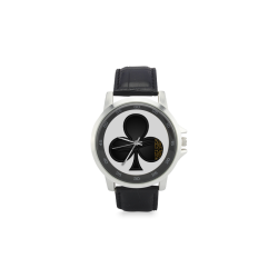 Club Las Vegas Symbol Playing Card Shape Unisex Stainless Steel Leather Strap Watch(Model 202)