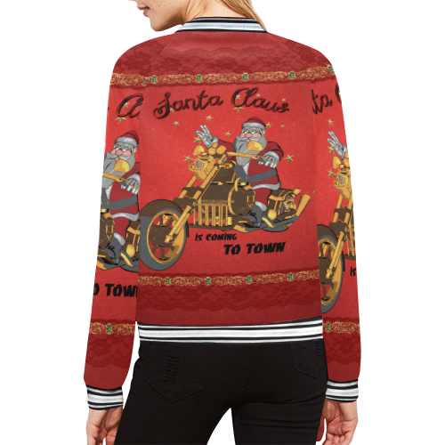 Santa Claus wish you a merry Christmas All Over Print Bomber Jacket for Women (Model H21)
