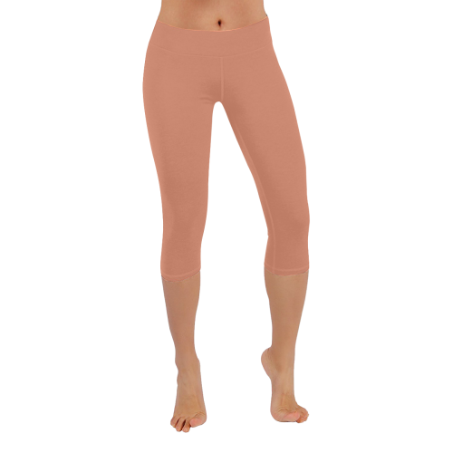 color dark salmon Women's Low Rise Capri Leggings (Invisible Stitch) (Model L08)