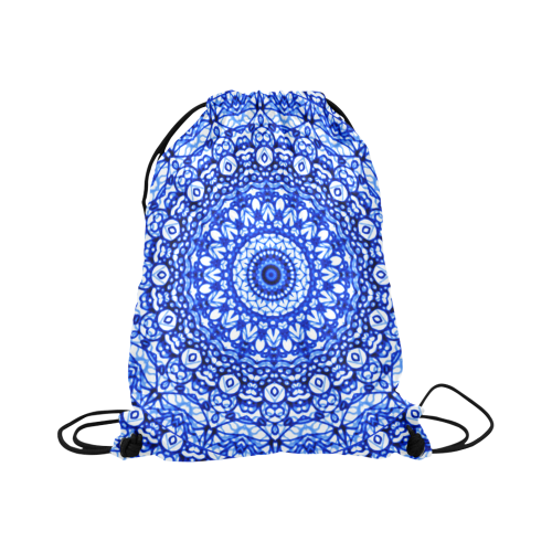 Blue Mandala Mehndi Style G403 Large Drawstring Bag Model 1604 (Twin Sides)  16.5"(W) * 19.3"(H)