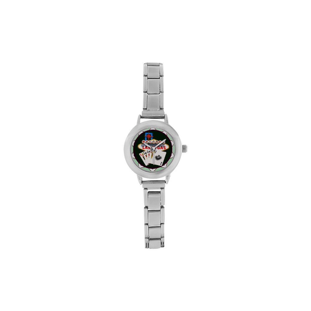 LasVegasIcons Poker Chip - Poker Hand Women's Italian Charm Watch(Model 107)