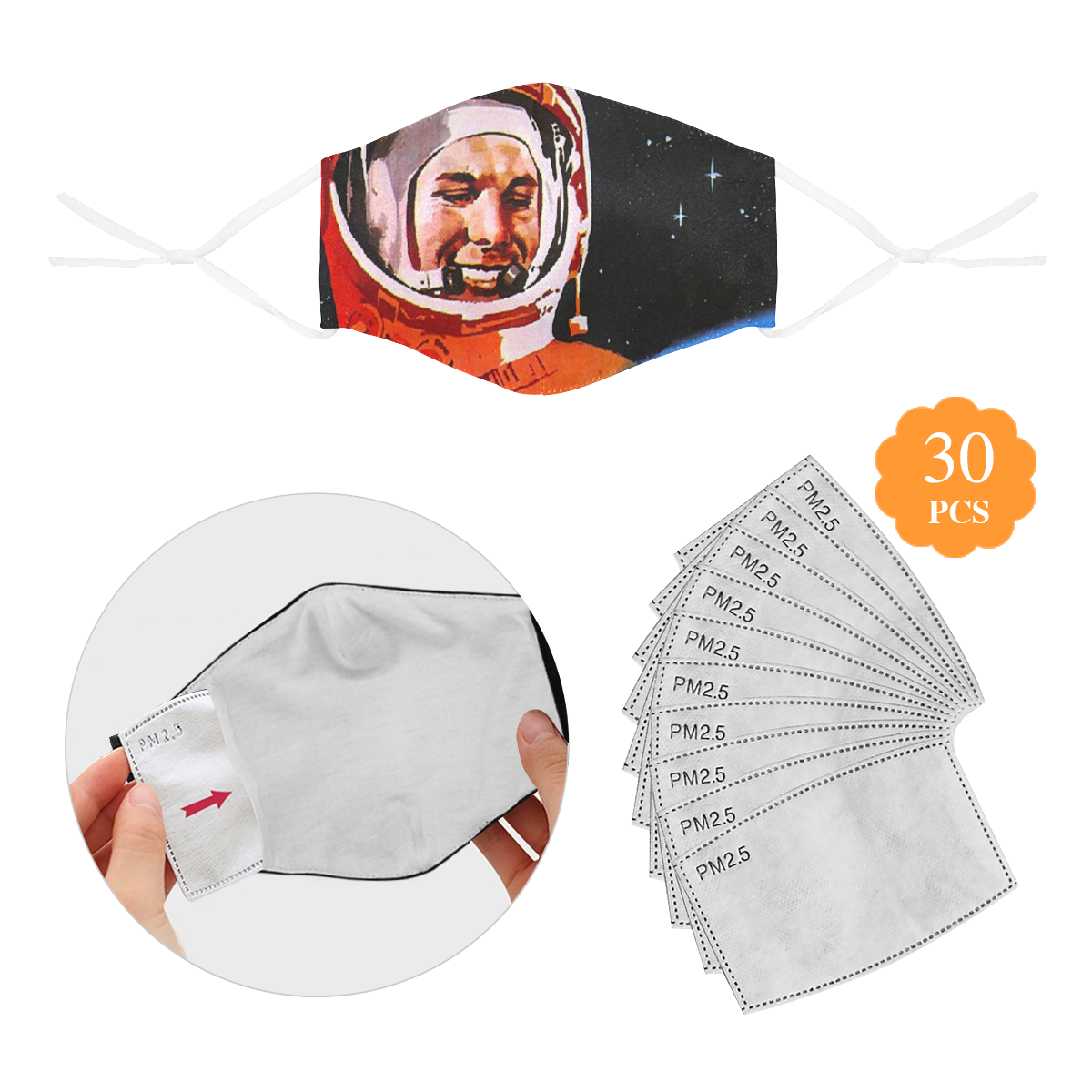 YURI GAGARIN 3D Mouth Mask with Drawstring (30 Filters Included) (Model M04) (Non-medical Products)