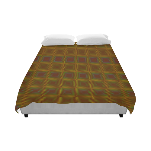 Golden brown multicolored multiple squares Duvet Cover 86"x70" ( All-over-print)