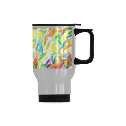 Colorful brush strokes Travel Mug (Silver) (14 Oz)