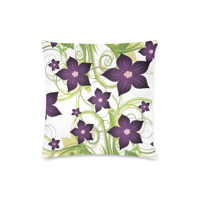 Purple Floral Garden Custom Zippered Pillow Case 16"x16"(Twin Sides)