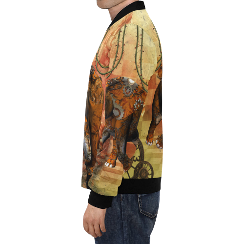 Steampunk, awesome steampunk elephant All Over Print Bomber Jacket for Men/Large Size (Model H19)