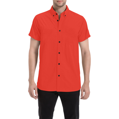 Pomegranate Solid Men's All Over Print Short Sleeve Shirt (Model T53)