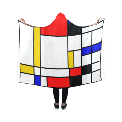 Bauhouse Composition Mondrian Style Hooded Blanket 50''x40''