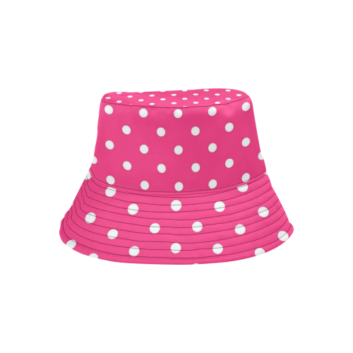 Hot Pink White Dots All Over Print Bucket Hat