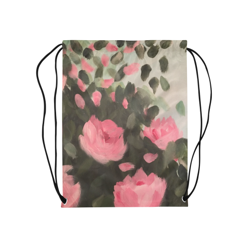 Roses & Bushes - Medium Drawstring Bag Model 1604 (Twin Sides) 13.8"(W) * 18.1"(H)