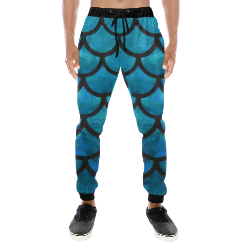 Mermaid SCALES blue Men's All Over Print Sweatpants (Model L11)