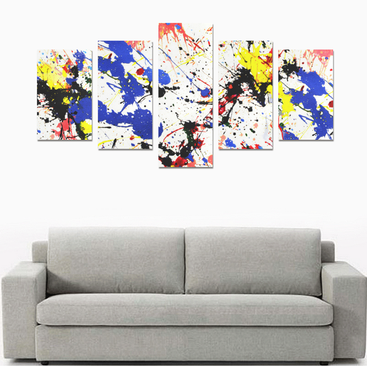 Blue and Red Paint Splatter Canvas Print Sets C (No Frame)