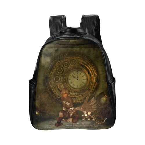Steampunk, women with steampunk dragon Multi-Pockets Backpack (Model 1636)