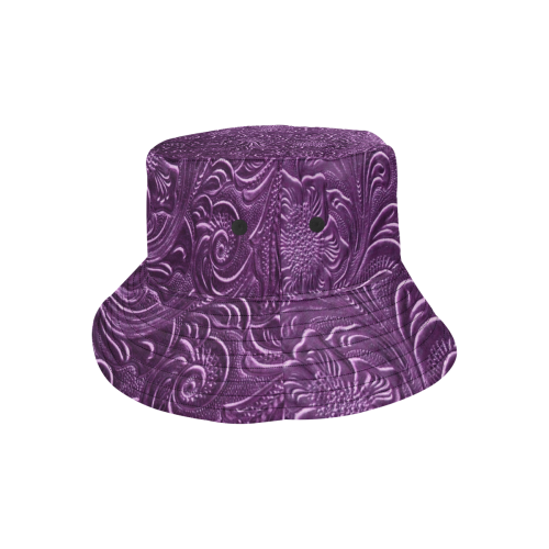 Embossed Purple Flowers All Over Print Bucket Hat