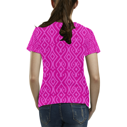 Abstract Pink All Over Print T-Shirt for Women (USA Size) (Model T40)