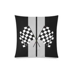 Race Car Stripe, Checkered Flag, Black and Silver Custom Zippered Pillow Case 20"x20"(Twin Sides)