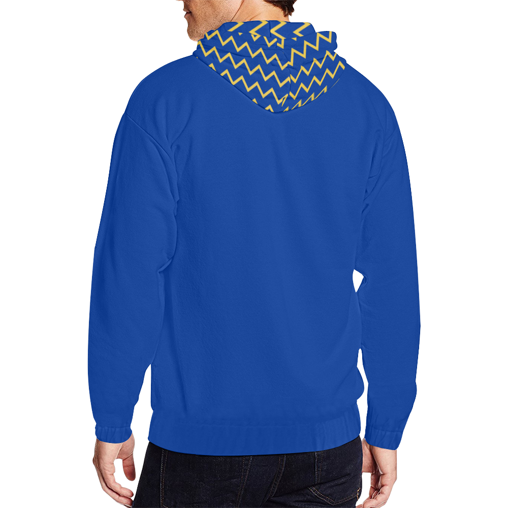 Chevron Jaune/Bleu All Over Print Full Zip Hoodie for Men/Large Size (Model H14)