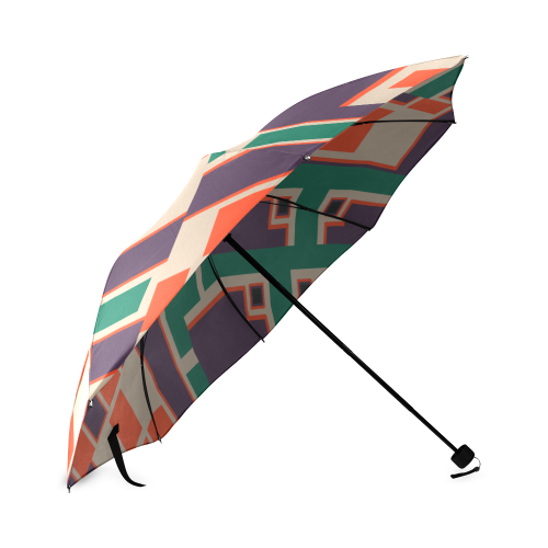 Shapes on a purple background Foldable Umbrella (Model U01)